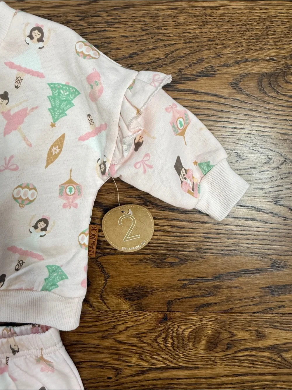 Lila & Jack Toddler Girls Pink Nutcracker Print Pajama Sweatsuit Set 6-9 Months